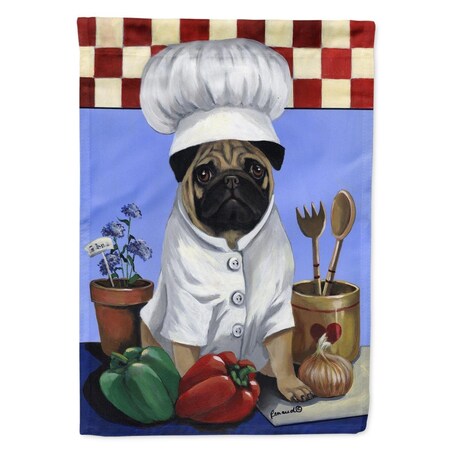 Carolines Treasures 28 x 0.01 x 40 in. Pug Veggie Chef Canvas House Flag PPP3155CHF